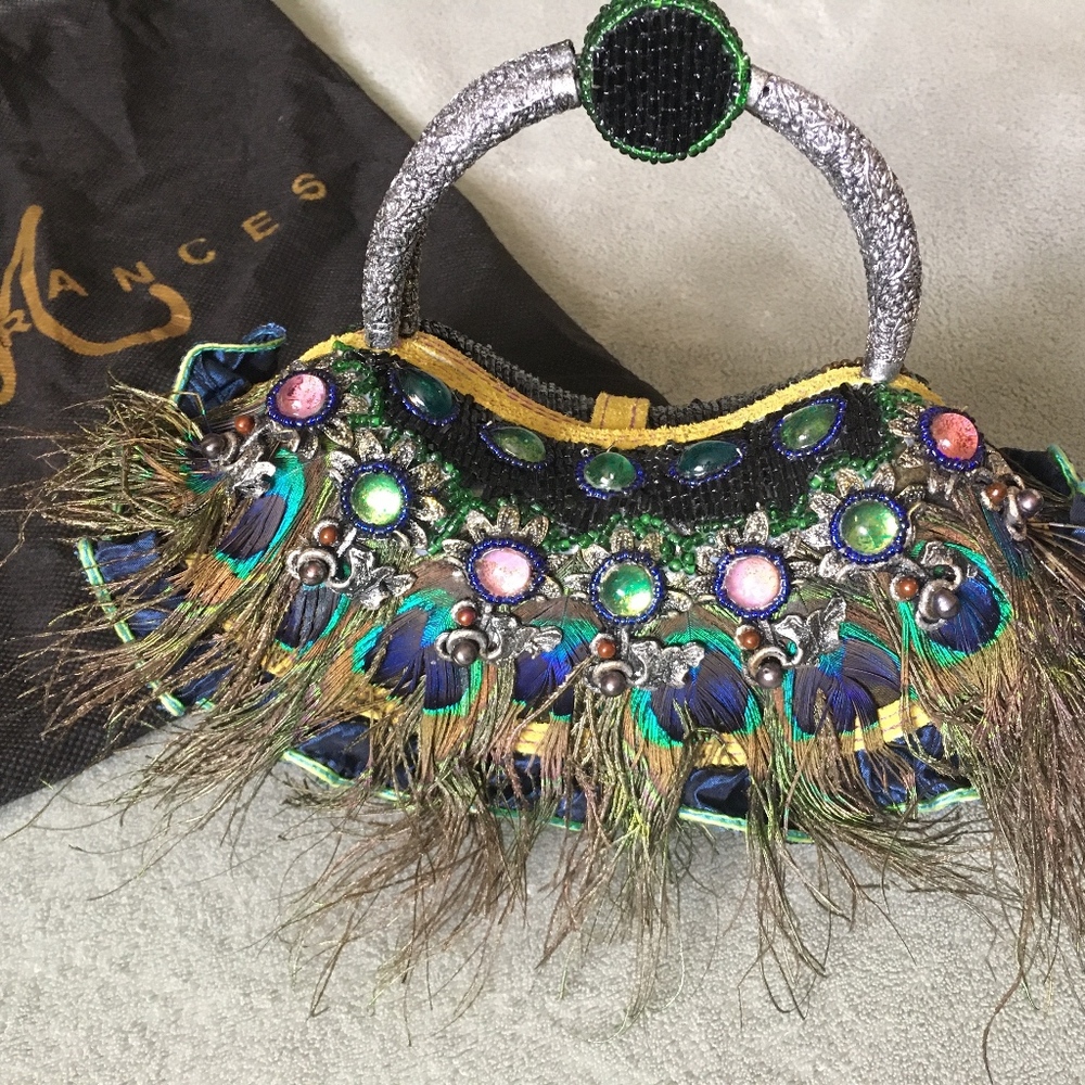 Mary Frances purse jeweled with peacock feathers
